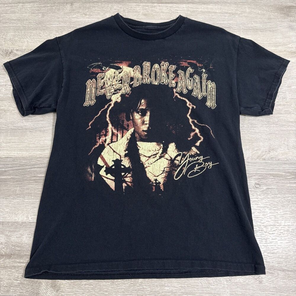 NBA YoungBoy Shirt Never Broke Again Men's Black Medium Rap Tee Runs Small